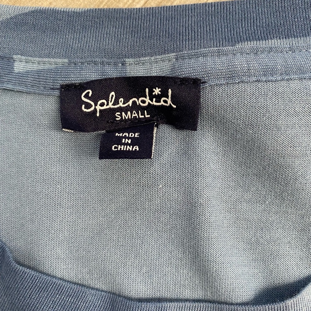 Splendid Blue Camo Crew Neck Short Sleeve T-Shirt Size Small - Picture 4 of 9